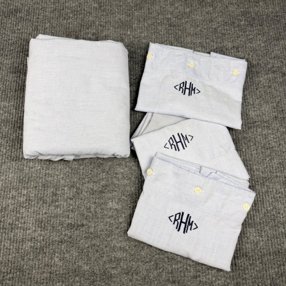 Vtg 90s Lands End Coming Home SET of 4 Pillowcases‎ & 1 Sheet Portugal Cotton